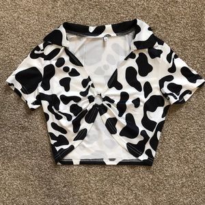 Cow Print Collared Top